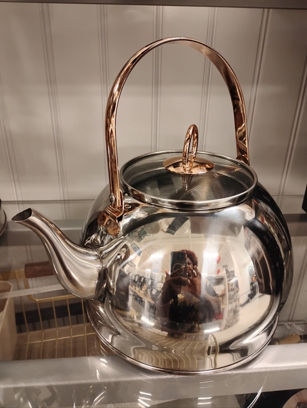 New Stainless Steel Teapot with Rose Gold Handle and Lid Accent